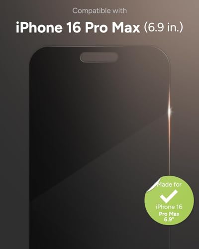 ZAGG InvisibleShield Glass Privacy 360 iPhone 16 Pro Max Screen Protector - 4-Way Privacy Filter, 5X Stronger with Reinforced Edges, Scratch & Smudge-Resistant Surface, Install Tray Included - style: iPhone 16 Pro Max