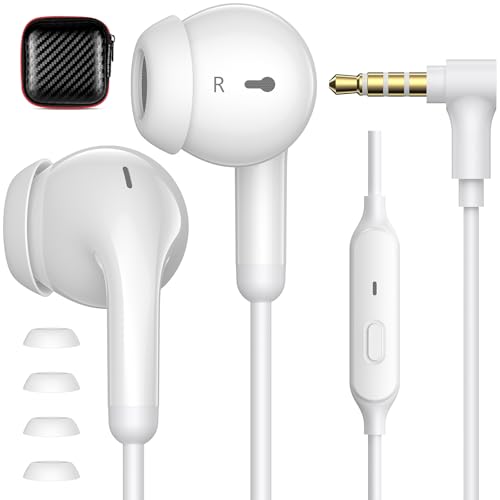 APETOO 3.5mm Wired Earbuds in-Ear Headphones School Chromebook Laptop White - color: White