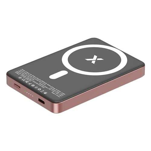 X Blade 10K Slim Magnetic Power Bank - 10000 mAh – MagSafe Portable Charger for iPhone and Samsung, Wireless Fast Charging USB-C PD 20W, Ultra Thin Metal Design, Rose Gold - color: Rose Gold