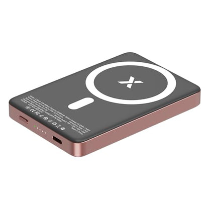 X Blade 10K Slim Magnetic Power Bank - 10000 mAh – MagSafe Portable Charger for iPhone and Samsung, Wireless Fast Charging USB-C PD 20W, Ultra Thin Metal Design, Rose Gold - color: Rose Gold