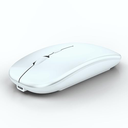 WREANU Wireless Bluetooth Mouse Rechargeable Laptop Mice, Bright White - color: Bright White