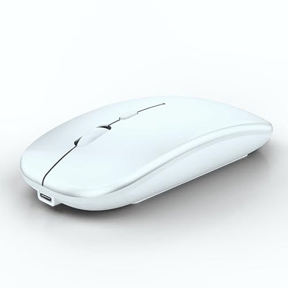 WREANU Wireless Bluetooth Mouse Rechargeable Laptop Mice, Bright White - color: Bright White