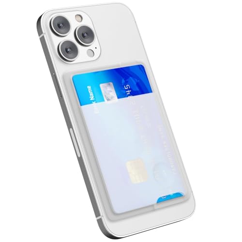 oakxco Phone Wallet Stick On, Secure Phone Card Holder Silicone, Adhesive Pocket Sleeve ID Credit Card, Slim Thin Card Case for Men Women Cute, Compatible with Apple iPhone Samsung Pixel, Clear - color: Clear