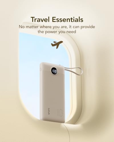 VRURC Portable Charger Power Bank,10000mAh Travel Essentials Battery Pack - color: Light Coffee