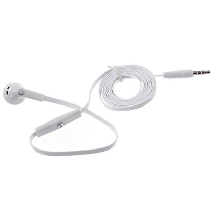 Mono Headset Wired Earphone Single Earbud 3.5mm Headphone Flat White Compatible with GreatCall Jitterbug Flip