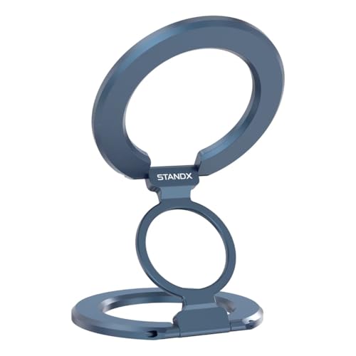 Phone Ring Holder for MagSafe Case, Strong Magnetic Cell Phone Grip, 360° Rotation Kickstand Compatible with iPhone and Android. - color: Navy Titanium
