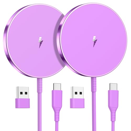 Magnetic Wireless Charger, 2-Pack 15W Fast Mag-Safe Stand for iPhone 17-12 - color: Purple Magnatic Charger