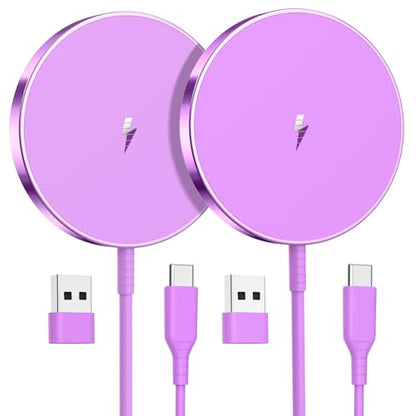 Magnetic Wireless Charger, 2-Pack 15W Fast Mag-Safe Stand for iPhone 17-12 - color: Purple Magnatic Charger