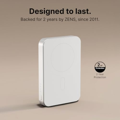 ZENS Magnetic Power Bank 10000mAh, MagSafe Battery Pack Qi2 15W Wireless Charger + 20W USB-C Slim Aluminium Portable Charger for iPhone Air/17/16/15/14/13/12 & AirPods, 12in Cable, White - color: White