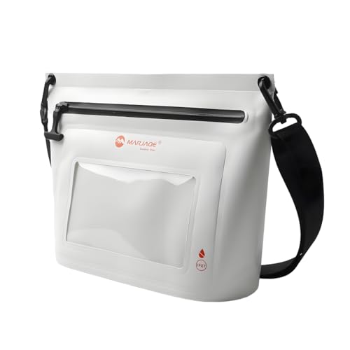IPX7 Waterproof Bag with Touchscreen Phone Pocket,Floating Airtight Shoulder Bag for Swimming,Rafting,Cycling,Hiking - color: white