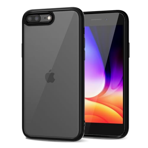 LoeoeL for iPhone 8 Plus/ 7 Plus Case Clear, Transparent Hybrid Phone Case [Hard Plastic & Soft Silicone Bumper] Acrylic Non Yellowing Thin Slim Protective Cover for Women, Black - color: Black, size: 7 Plus / 8 Plus