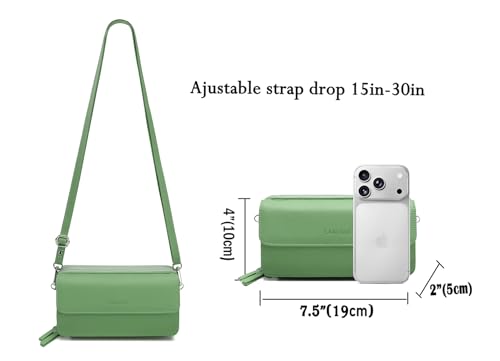 RFID Crossbody Wallet Wristlet Purse with Phone Pocket For Women Vegan Leather - color: Zb-saffiano-green