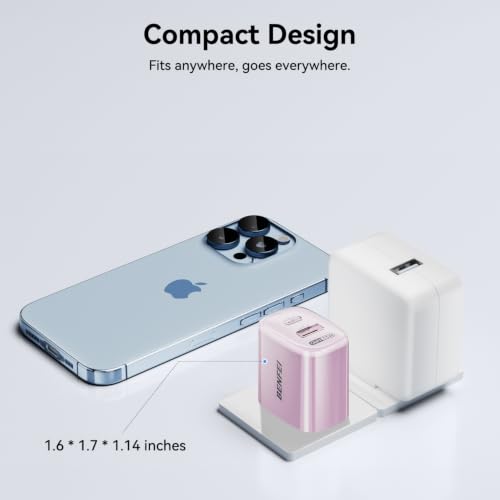 BENFEI 33W GaN USB C Fast Charger, 2-Port Two-Tone Compact Wall Charger Block, Portable Travel Charger for iPhone 17/16/15, Galaxy S25/S24/S23, Pixel 10/9/8, iPad, AirPods, MacBook, Steam Deck - color: Teal