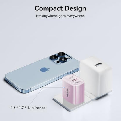 BENFEI 33W GaN USB C Fast Charger, 2-Port Two-Tone Compact Wall Charger Block, Portable Travel Charger for iPhone 17/16/15, Galaxy S25/S24/S23, Pixel 10/9/8, iPad, AirPods, MacBook, Steam Deck - color: Teal