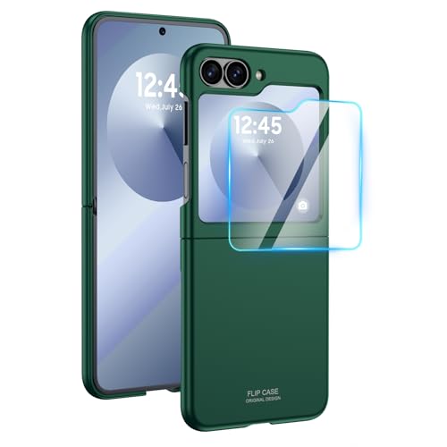 GooseBox for Samsung Galaxy Z Flip 6 Case with Screen Protection,Z Flip 6 Slim HD Clearly Case Ultra-Thin Anti-Scratch Shockproof Phone Case(Green) - color: Flip6-Green