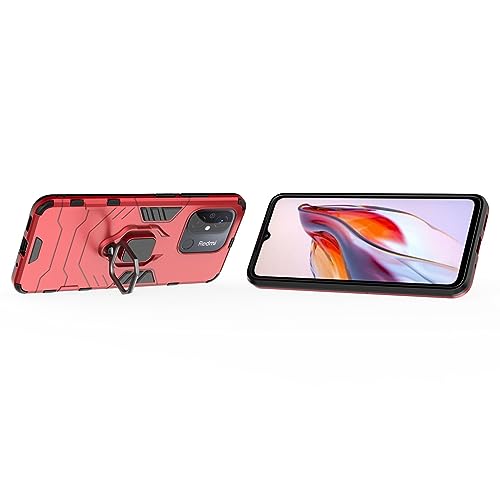 Max Power Digital Magnet Case for Xiaomi Redmi 12c Shockproof Hard Phone Cover with Grip, Metal Ring Kickstand Bumper Shell [Compatible with Magnetic Car Mount] (Red) - color: Red, size: Xiaomi Redmi 12c
