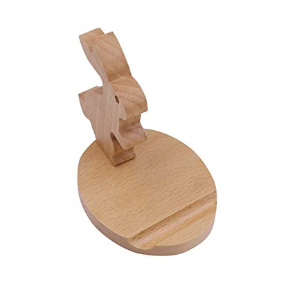 Cute Bunny Cellphone Stand Holder Wooden Smartphone Desk Holder for All Mobile Phones Animal Phone Stand Desk Ornament - color: Bunny B