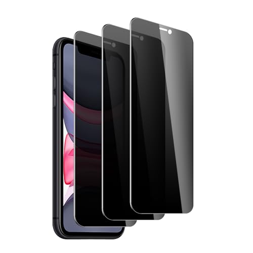 3 Pack Privacy Screen Protector for iPhone 11/ iPhone Xr 9H Hardness Double Shatterproof Anti-Spy Tempered Glass Film, Easy Installation, Case-Friendly - size: iPhone 11/ iPhone Xr
