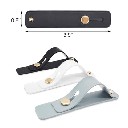 BlingKingdom 3-Pack Phone Loop Holders - Telescopic Mobile Phone Holder with Finger Straps & Kickstand for Most Smartphones (Black, White, Gray)