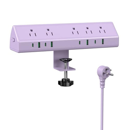 Jgstkcity Desk Clamp Power Strip USB C 45W,Surge Protector,Purple - color: Purple, size: 6 FT