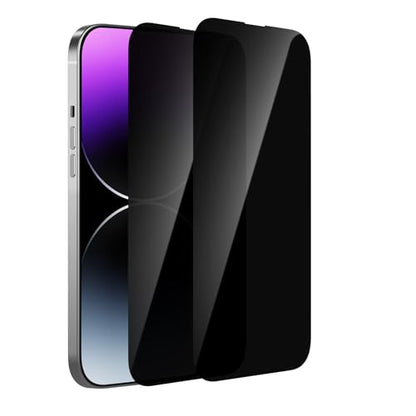 McgojoHi[2 Pack Privacy Screen Protector for iPhone 16/15 6.1-inch[Anti-Spy] Tempered Glass Film,Touch Sensitive/Anti Scratch/Fingerprint/Easy Install Bubble Free - color: iPhone 16/15