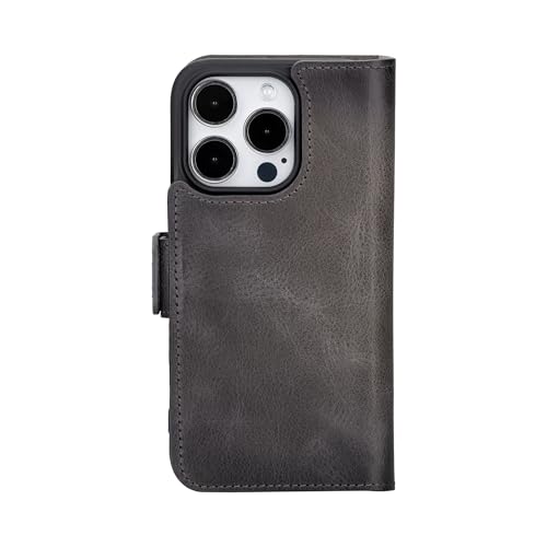 Bayelon Leather Wallet Case for iPhone 15 Pro - Flip Cover Card Holder, iPhone 15 Pro Wallet Case, Folio Case, Kickstand, MagSafe Compatible Wallet RFID Blocking (Smoked Black) - color: Smoked Black, size: iPhone 15 Pro