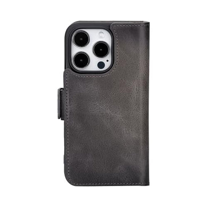 Bayelon Leather Wallet Case for iPhone 15 Pro - Flip Cover Card Holder, iPhone 15 Pro Wallet Case, Folio Case, Kickstand, MagSafe Compatible Wallet RFID Blocking (Smoked Black) - color: Smoked Black, size: iPhone 15 Pro