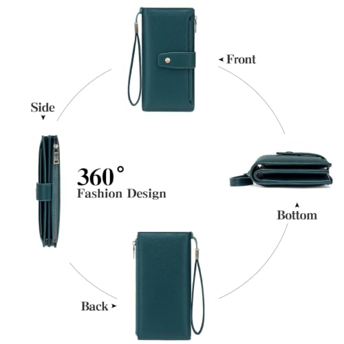 GAEKEAO Womens Wallet RFID Blocking Large Capacity Vegan Leather Card Holder Wristlet Clutch with 32 Card Slots 4 ID Windows - color: X02-Blue