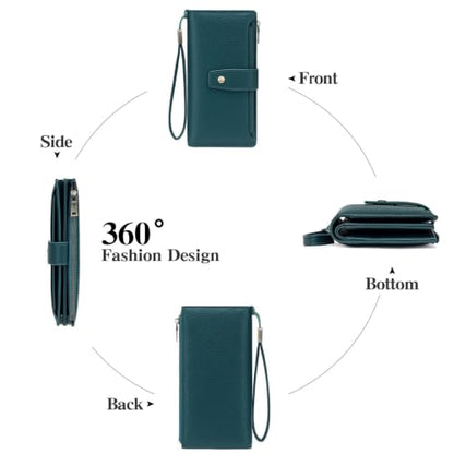GAEKEAO Womens Wallet RFID Blocking Large Capacity Vegan Leather Card Holder Wristlet Clutch with 32 Card Slots 4 ID Windows - color: X02-Blue