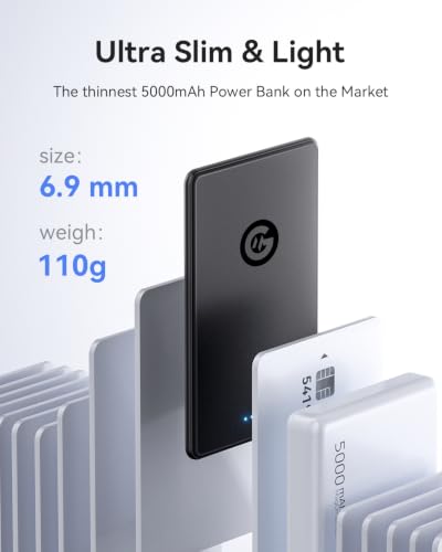 Kuulaa Magsafe Battery Pack 5000mAh, 0.27 in Ultra Slim Magsafe Portable Charger Slim Magnetic Apple Portable Charger 20W Power Delivery Power Bank for iPhone 17/16/15/14/13/12 Series,Black (Black) - color: Black
