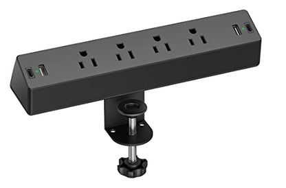 Desk Clamp Power Strip, 4 AC Outlets 4 USB Ports, Fit 1.7in Tabletop Edge - size: 6FT