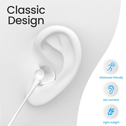 Wired Earbuds Pack of 4, in-Ear Wired Earphones with Microphone Volume Control, Powerful Heavy Bass, High Definition, Headphones Compatible with Android, iPhone, iPod, iPad, MP3 and Most 3.5mm Jack