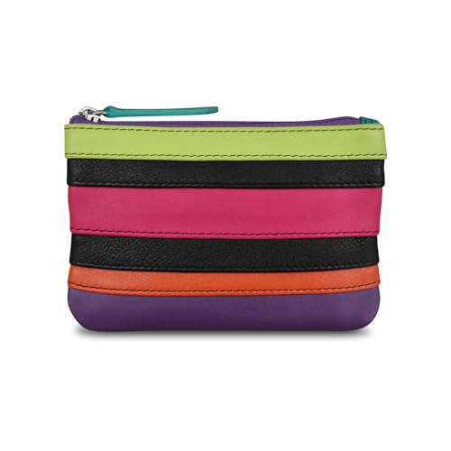 ili New York Leather Mini Compact Coin Purse - Black Brights - color: Black Brights
