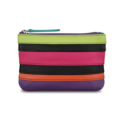ili New York Leather Mini Compact Coin Purse - Black Brights - color: Black Brights