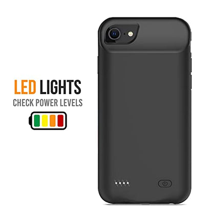 Battery Case for iPhone 7/8/6s/6/SE 2020/SE 3, [10000mAh] Rechargeable Smart Extended Charging Case Compatible with iPhone SE 3/6/6s/7/8/SE 2020 (4.7 inch) Backup Power Battery Pack Charger Case-Black - size: iPhone 7/8/6/6s/SE2/SE3