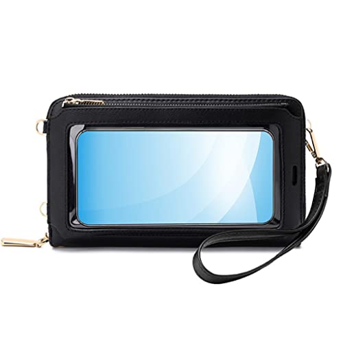 Lady Crossbody Shoulder Bag Mobile Phone Purse Transparent Window Touch Screen Wallet Waterproof Anti-scratch - color: C