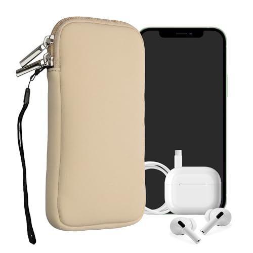 kwmobile Universal Phone Pouch Size XL - 6.7/6.8" - Neoprene Smartphone Pouch with Zip - Water-Repellent Mobile Phone Case - Sleeve in Cream - color: cream, size: XL - 6.7/6.8"