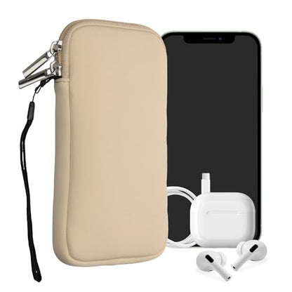 kwmobile Universal Phone Pouch Size XL - 6.7/6.8" - Neoprene Smartphone Pouch with Zip - Water-Repellent Mobile Phone Case - Sleeve in Cream - color: cream, size: XL - 6.7/6.8"