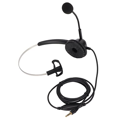 3.5mm Single Ear Call Center Headset with Noise Cancelling Microphone for VOIP Phones ABS Material Ultra Light Design for All Day Comfort