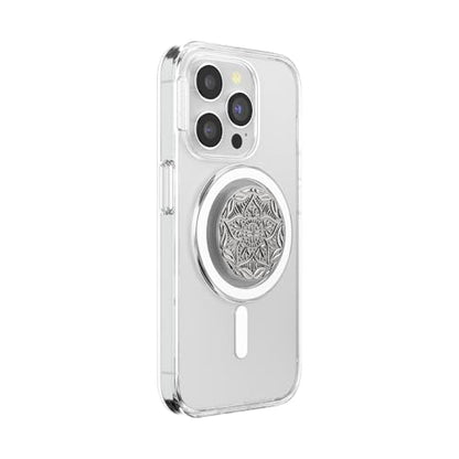 PopSockets Phone Grip for MagSafe, Magnetic Holder- Mandala Silver - color: Mandala, style: MagSafe