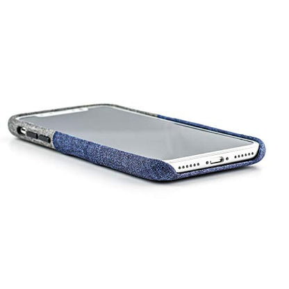 Dockem Luxe Wallet Case for iPhone X/XS: Slim Minimalist Case w/ 2 Credit Card Holder Slots: UltraGrip Canvas Style Synthetic Leather [5.8, Blue] - color: Blue and Grey