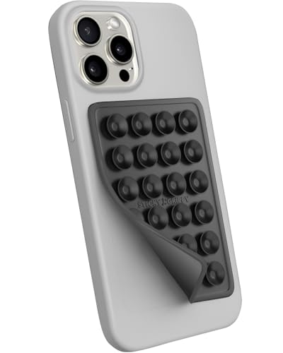 StickyGrippy Suction Phone Case Mount, Sillicon Adhesive Phone Accessory for iPhone and Android, Hands-Free Fidget Toy Mirror Shower Phone Holder, Tiktok Videos and Selfies (Black) - color: Black