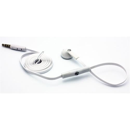 Mono Headset Wired Earphone Single Earbud Compatible with Cricket Outlast/Ovation/Ovation 3, 3.5mm Headphone Flat White