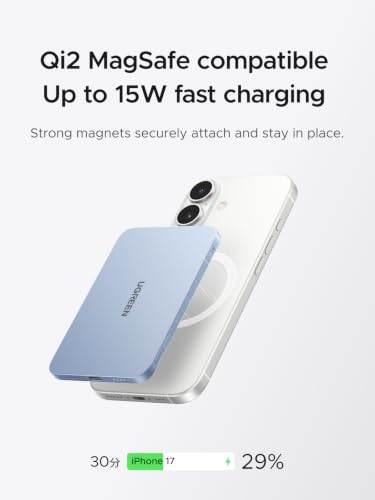 UGREEN Magflow Air Slim Magsafe Power Bank Qi2 15W Portable Charger 5000mAh - color: Blue