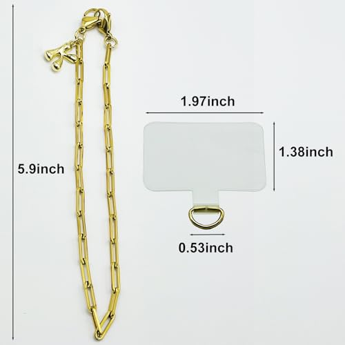 Phone Wrist Strap Metal Phone Chain Wristlet Strap Detachable Cellphone Lanyard Wrist with Tether Tab - color: 07_gold Letter K