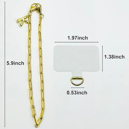 Phone Wrist Strap Metal Phone Chain Wristlet Strap Detachable Cellphone Lanyard Wrist with Tether Tab - color: 07_gold Letter K