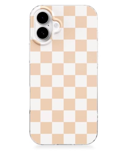 Feams for iPhone 16 Plus Case [Compatible with Magsafe] Slim Shockproof Protective TPU Phone Cover for iPhone 16 Plus 6.7" Women Girls, Beige Checkered - color: Beige Checkered, size: for iPhone 16 Plus (6.7 Inch)