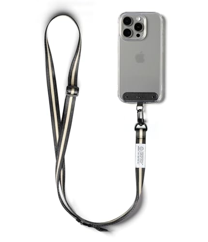 Ringke Holder Link Snap Hook Lanyard for Universal Cell Phone Case, Adjustable Crossbody Phone Lanyard - color: Sand Black