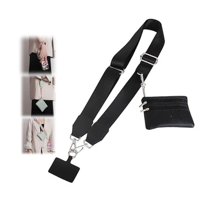 Clip and Go Strap for Phone with Wallet Crossbody - color: Black