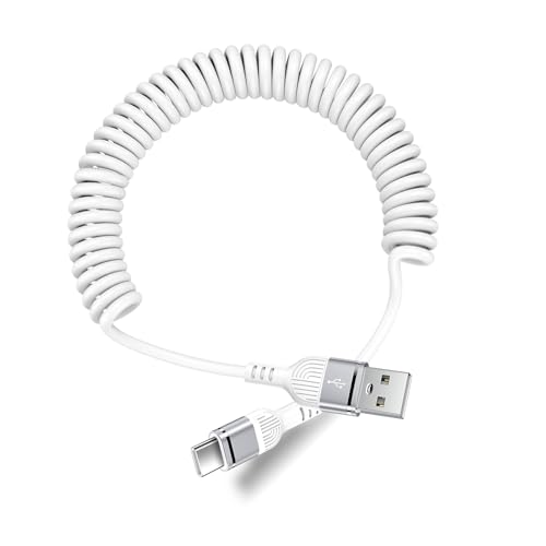 5FT Coiled USB A to C Cable for Google Pixel 11 Pro Fold/Pro XL, 11 Pro/11 - color: White